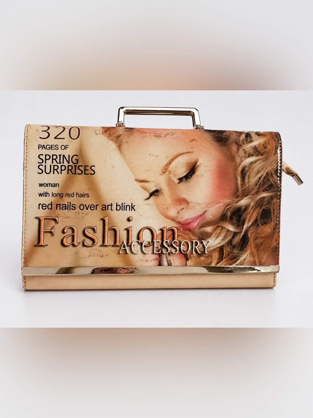 Novelty Fashion Magazine Print Clutch Wallet Faux Leather Large Organizer